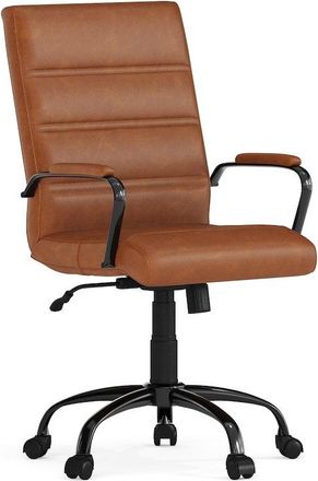 Flash Furniture Mid-Back Brown Executive Swivel Office Chair with Black Frame and Arms