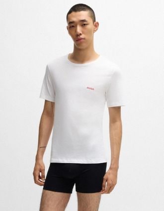 HUGO BOSS Mens HUGO Mens Three-Pack of Underwear T-Shirts in Cotton with Logos NOS - White 100 - Size: 42