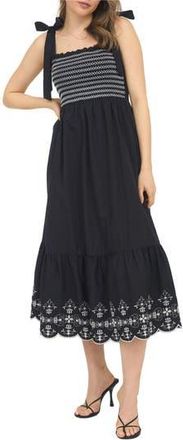 August Sky Embroidered Smocked Dress in Black at Nordstrom Rack, Size Medium