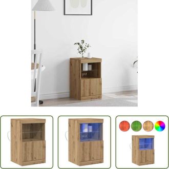 vidaXL vidaXL Mobile in legno artigianale - Madia LED Rovere artigianale 41 x 37 x 67 cm Legno multistrato