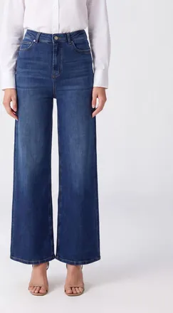 Twinset Jeans a vita alta con gamba larga in denim stile palazzo