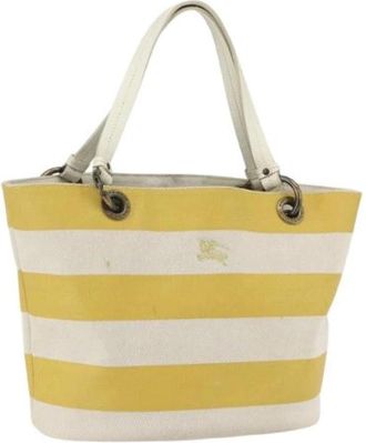 Burberry Pre-owned Canvas Tote Bag - Dames - Vintage Shopper - Geel - ONE Size - Vintage