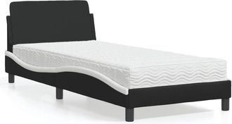vidaXL Cama Con Colch&oacute;n Dover Cuero Sint&eacute;tico Negro Y Blanco 80x200 Cm Vidaxl