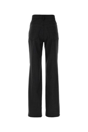 Balenciaga Womens Embroidered Wool Palazzo Pant Grey-Red Exterior: Lining: Cupro Pantaloni Grey/red