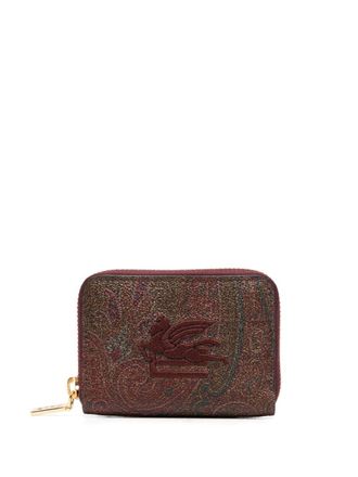 Etro Pegaso zip-around wallet - women - Modacrylic/Cotton/Polyester/PVC/CALFSKIN/Calf Leather/Nylon - One Size - Red