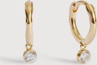 Monica Vinader Gold Diamond Huggie Earrings Lab Grown Diamond