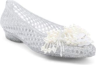 Jeffrey Campbell Whimzy Jelly Flat in Silver Glitter Pearl at Nordstrom, Size 10
