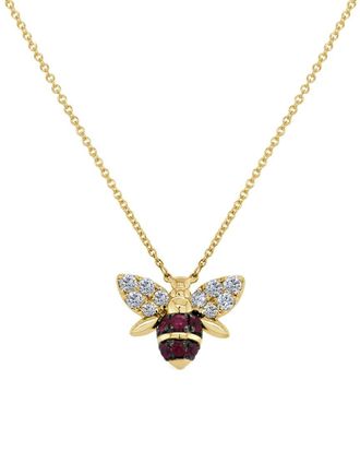 Sabrina Designs 14K 0.88 Ct. Tw. Diamond & Ruby Bumble Bee Pendant Necklace