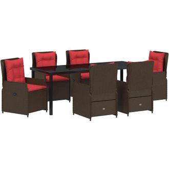 vidaXL Conjunto De Comedor De Jard&iacute;n 7 Pcs Marr&oacute;n Polirat&aacute;n Vidaxl