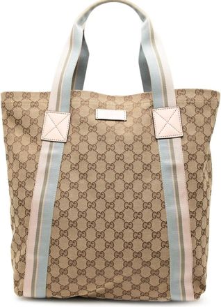 Gucci Borsa tote in tela GG con decorazione Web 2000-2015 - Marrone