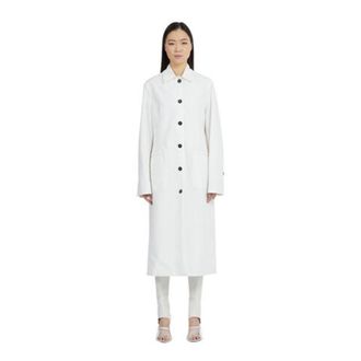 Ferragamo Womens Bright White Single-Breasted Dust Coat, Brand Size 44 ( US Size 10 )