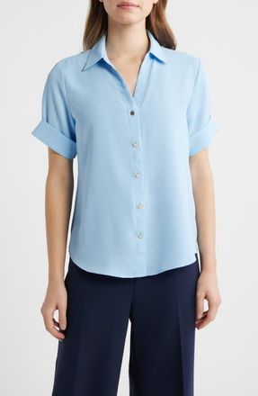 Anne Klein Crepe Shirt in Lakeshore at Nordstrom, Size X-Large P