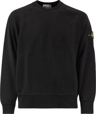 Stone Island Patch Logo Cotton Crewneck Sweatshirt
