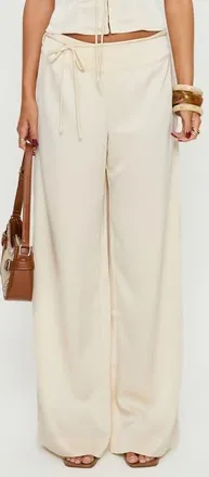Princess Polly Aubrette Satin Wide Leg Pants in Cream at Nordstrom, Size 10