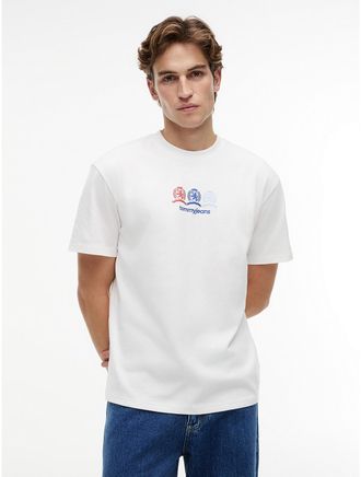 Tommy Hilfiger Mens Tommy Jeans Multi-Crest Logo T-Shirt - White - XL