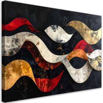 Feeby Impresi&oacute;n De Imagen, Olas Abstractas Sobre Fondo Negro, 120x80
