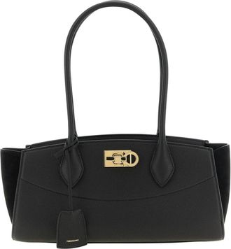 Ferragamo Studio Soft East West Schoudertas - Dames - Schoudertassen - Zwart - ONE Size - Leer - Tassen