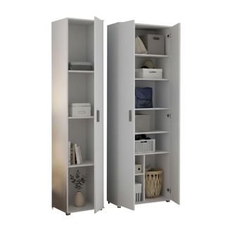 Dmora Armario Multiusos Grande Casciano, Modulado, 9 Estantes, 3 Puertas, 100x190h Cm Blanco