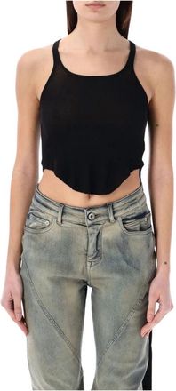 Rick Owens Cropped Tanktop - Dames - Tops zonder mouwen - Zwart - M - Katoen - Tops