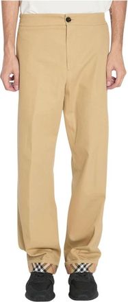 Burberry Cotton Twill Broeken - Heren - Straight fit broeken - Beige - XL - Katoen - Broeken