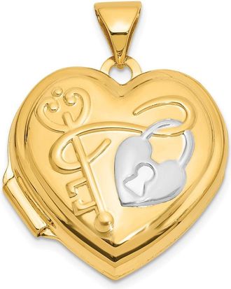 Diamond2Deal 14k Gold Lock and Key Reverses to YOU HOLD THE KEY TO MY HEART Locket