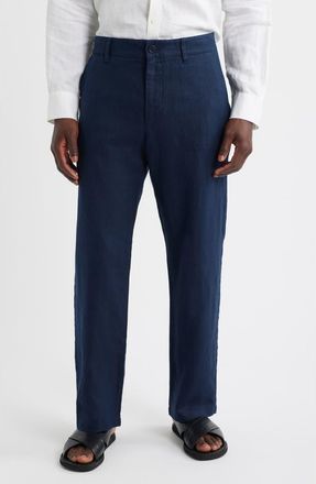 Nn.07 1454 Aden Flat Front Linen Chinos in Navy Blue at Nordstrom, Size 33 X 32