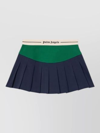 Palm Angels logo detail curved pleated midi skirt