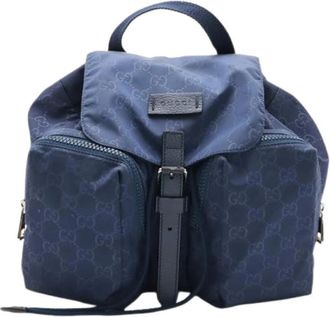 Gucci Pre-owned Backpacks, female, Blue, Size: ONE SIZE Pre-owned Nylon Backpack