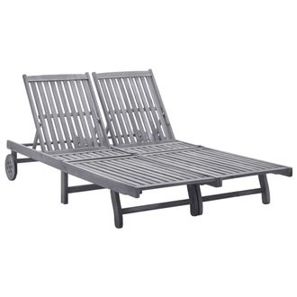 Berkfield Home 2-Person Sun Lounger Solid Acacia Wood in Grey