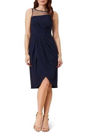 Adrianna Papell Illusion Yoke Crepe Sheath Dress in Midnight at Nordstrom, Size 16