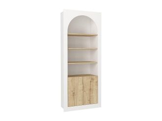 Vente-Unique Librer&iacute;a con 4 huecos y 2 puertas - Blanco y natural claro - CYMORA
