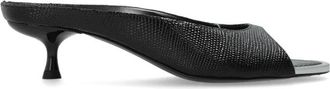 Diesel Schoenen, Dames, Zwart, 41 EU, Leer, D-Diams Leren Mule met Zwevende Oval D