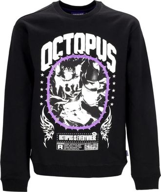 Octopus Zwarte Crewneck Sweatshirt met Doornen - Heren - Sweatshirts - Zwart - L - Katoen - Hoodies & sweatvesten