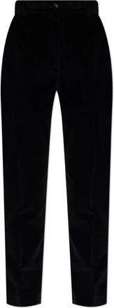 Dolce & Gabbana Fluwelen broek met zijstrepen - Dames - Straight fit broeken - Zwart - M - Katoen - Broeken