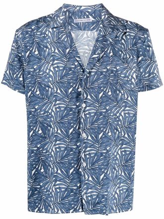 Daniele Alessandrini leaf-print short-sleeved shirt - men - Viscose - 39 - Blue
