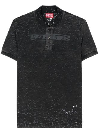 Diesel logo-print distressed polo shirt - men - Cotton/Polyester - M - Black