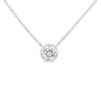 House of Brilliance 10K White Gold 1/10ct. TDW Solitaire Diamond Pendant Necklace (H-I,SI2-I1)
