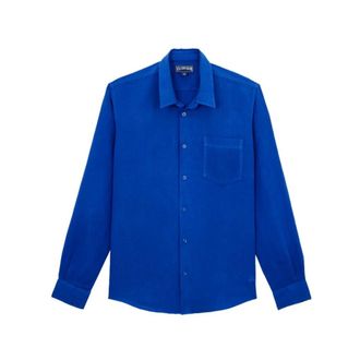 Vilebrequin Linnen Shirt Effen - Heren - Overhemden - Blauw - Maat: 2XL Linnen