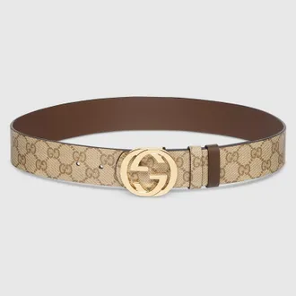 Gucci Reversible Belt With Interlocking G Buckle, Size Gucci 100, Beige, Leather