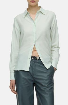 Closed Cotton & Cashmere Blend Button-Up Shirt in Giada Green at Nordstrom Rack, Size Xx-Small