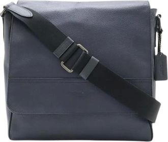 Coach Pre-owned Cross Body Bags, male, Blue, Size: ONE SIZE Pre-owned Houston MAP BAG Leather Shoulder Bag