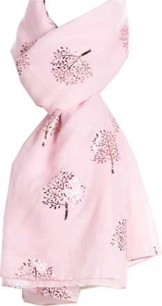 World of Shawls Silver Foil Mulberry Tree Print Fashion Scarf (Baby Pink With Rose Gold Foil Mulberry Tree)
