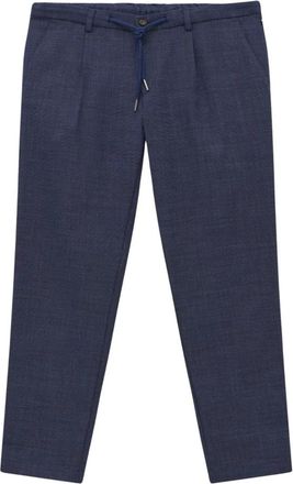 Bugatti Broek met Gedeeltelijk Elastische Taille met Strik - Heren - Slim Fit Broeken - Blauw - W36 L34 - Wol - Broeken