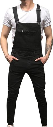Generic Mens Dungarees Slim Fit Denim Dungarees Bib and Brace Overalls with Pockets Skinny Work Overalls Stretch Utility Workwear Smart Casual Jumpsuit for Me
