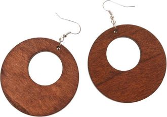 Generic Hollow Design Wooden Drop Dangle Hook Earrings Color DIY Jewelry Brown 50mm Nice and Attractive