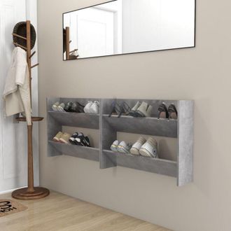 vidaXL Scarpiere Muro 2pz Grigio Cemento 80x18x60cm Legno Multistrato - Vidaxl