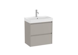 Roca Roca - Pack Unik Mueble Base Gris Compacto De 2 Cajones + Lavabo Ona Medidas: 600x360x645 Mm