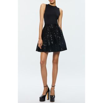 Alice & Olivia Chara Sequin Sleeveless Minidress in Black at Nordstrom Rack, Size 6