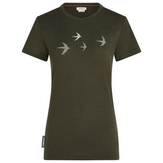 Icebreaker Merino 150 Tech Lite S/S Bird Transit Merinoshirt f&uuml;r Damen | oliv