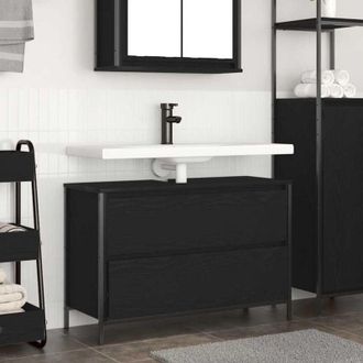 vidaXL vidaXL Mobile Lavabo da Bagno con Cassetti Rovere Nero 90x34,5x60 cm
